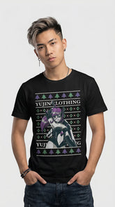 Yūjin Clothing Cypher Girl Christmas T-Shirt featuring festive holiday design with a girl graphic and Christmas-themed colors.