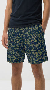 Yūjin Clothing Japanese Clouds swim trunks with a vibrant cloud pattern, lightweight fabric, and comfortable fit for beach or pool.