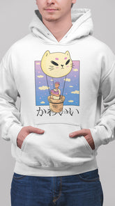 Soft, fluffy Yūjin Clothing cat hoodie with a cozy, plush design perfect for casual wear and feline-inspired style.
