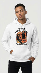 Yūjin Clothing Creep It Cat Hoodie featuring a cozy design with a cute cat print and a comfortable fit for cats and humans.