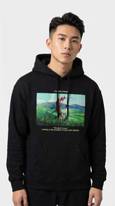 Yūjin Clothing devil and boy hoodie featuring a detailed graphic print on the front, made of soft, comfortable fabric.