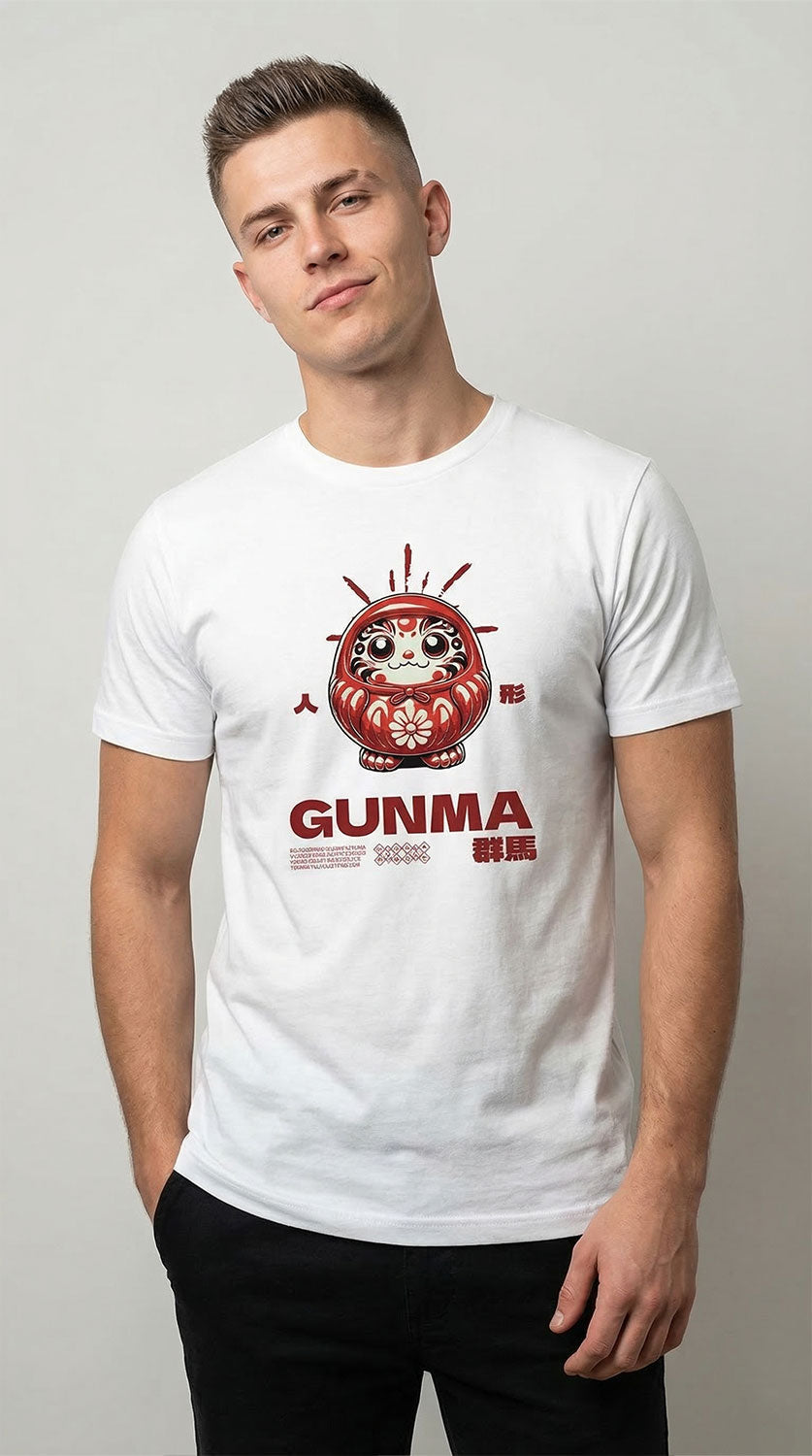 Yūjin Clothing Gunma T-Shirt displaying a casual fit with a graphic map of Gunma region on soft cotton fabric.