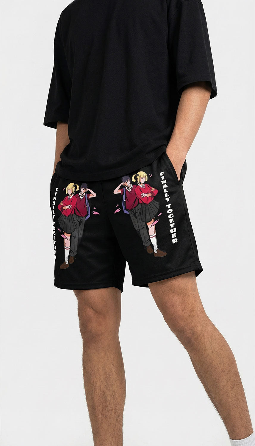 Yūjin Clothing Finally Together Shorts featuring a relaxed fit and casual design, perfect for comfortable summer wear.