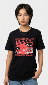 Yūjin Clothing Distorted Reality T-Shirt featuring abstract, artistic design in soft fabric, casual fit, ideal for streetwear.