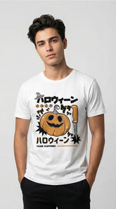 Yellow Halloween Season T-Shirt by Yūjin Clothing featuring spooky themed graphic design and comfortable casual fit.