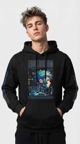 Yūjin Clothing Equilibrium Cyborg Hoodie featuring a futuristic design, soft fabric, and comfortable fit for casual wear.