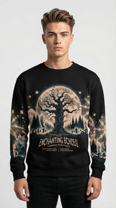 Yūjin Clothing Enchanting Echoes Halloween sweatshirt featuring spooky graphic design and comfortable fabric, suitable for Halloween wear