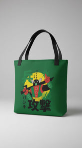 Japanese Robot tote bag by Yūjin Clothing featuring a modern robot design on durable fabric.