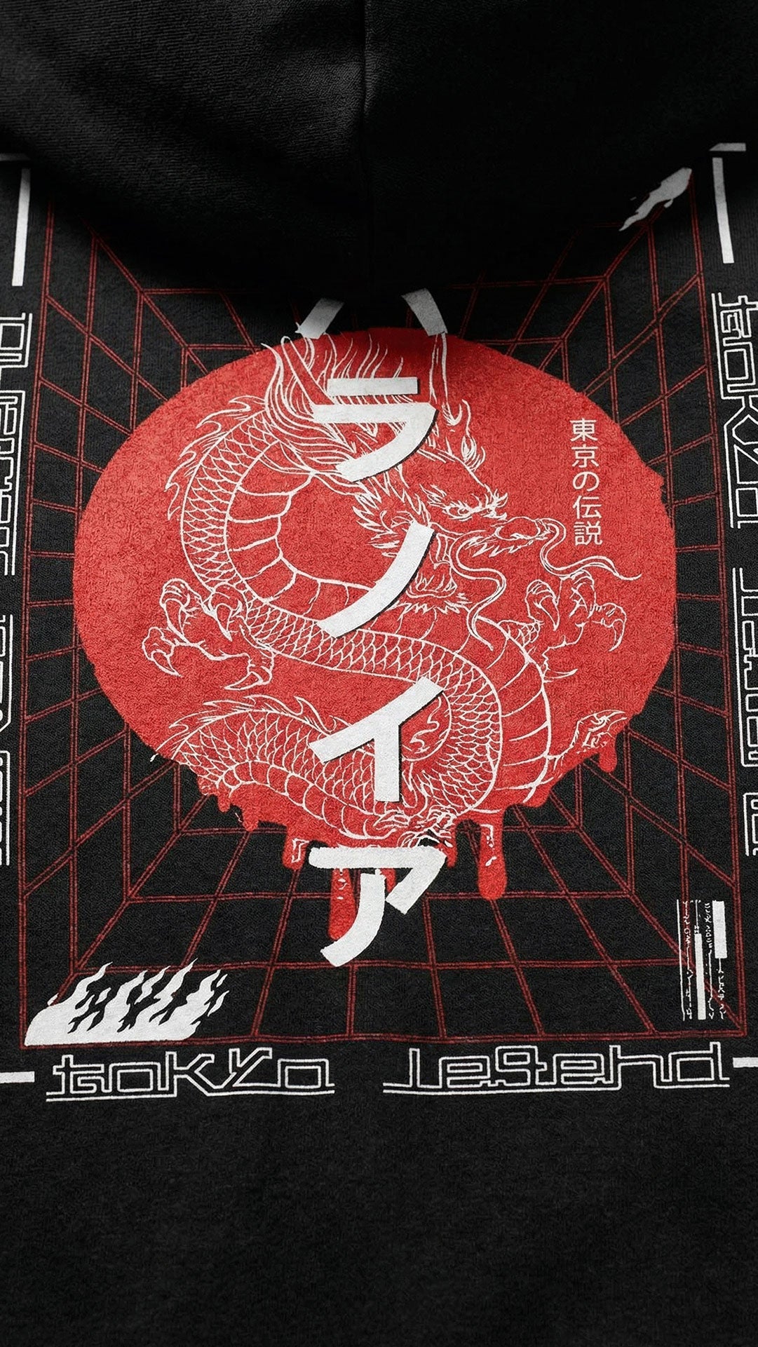 Yūjin Clothing Legend Hoodie in black featuring a front graphic design and comfortable fit, made from soft, durable fabric.