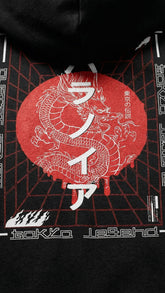 Yūjin Clothing Legend Hoodie in black featuring a front graphic design and comfortable fit, made from soft, durable fabric.