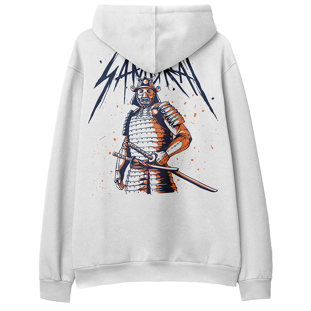 Yūjin Clothing Samurai Hoodie featuring a bold samurai graphic, soft fabric, and comfortable fit for casual streetwear style.