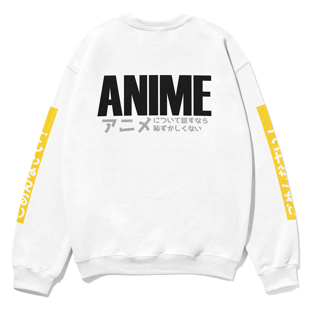 Anime Talk sweatshirt by Yūjin Clothing featuring a stylish anime-themed design on a comfortable sweatshirt.