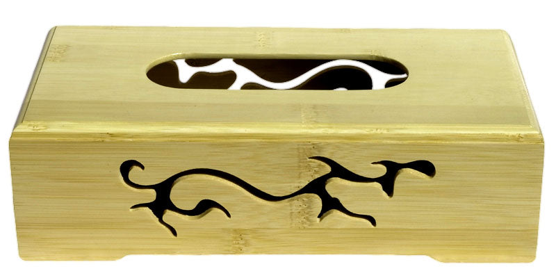 Spun Bamboo tissue box made of natural bamboo with a sleek design, suitable for home or office decor.