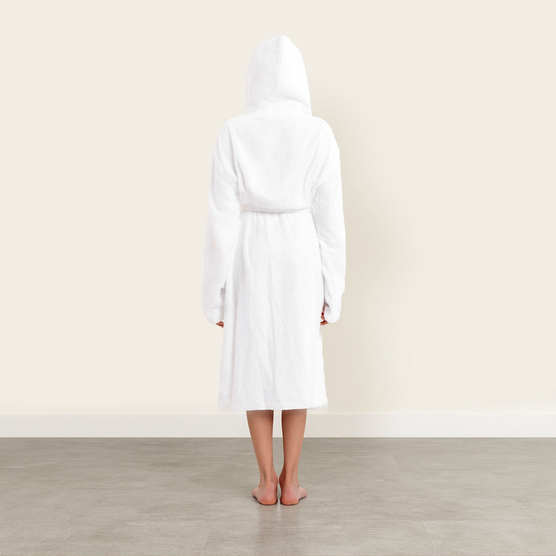 Gray Italic Ultraplush Australian Cotton unisex bathrobe draped over a chair, showcasing soft, plush fabric and relaxed fit.
