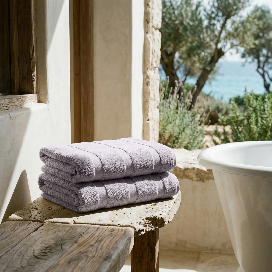 Soft Capri Australian Cotton bath towel from Italic, showcasing plush, absorbent fabric in a neutral color for home bathroom use.