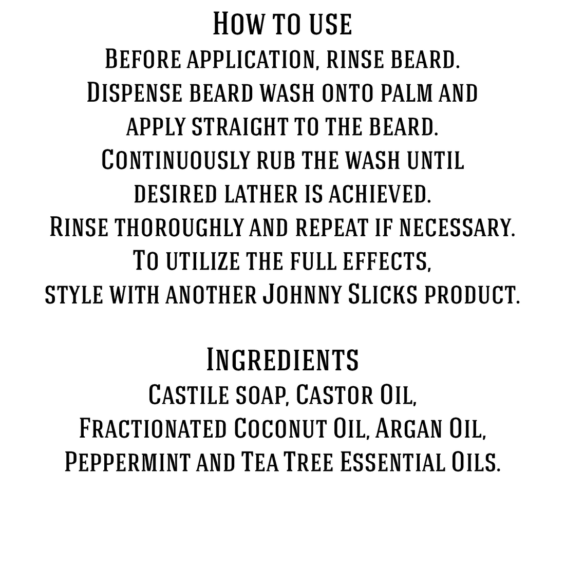 Organic Johnny Slicks beard wash with hand-whipped texture, showcasing natural ingredients and a clean, fresh appearance.