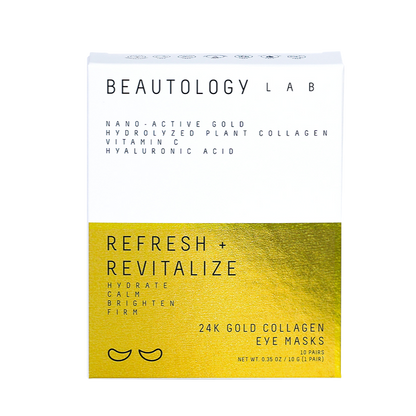 BEAUTOLOGY LAB 24K Gold Collagen Eye Masks showing gold-colored eye masks with collagen infusion for eye skin care.