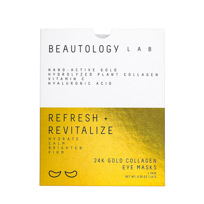 BEAUTOLOGY LAB 24K Gold Collagen Eye Masks, individual skincare treatment for revitalizing and brightening under-eye skin.