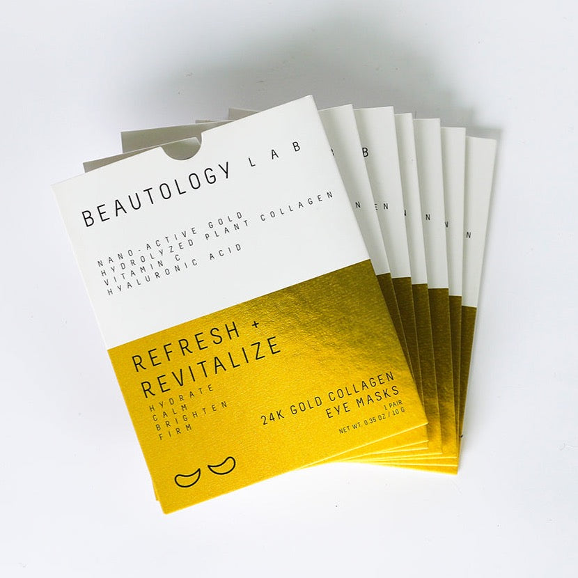 BEAUTOLOGY LAB 24K Gold Collagen Eye Masks, single, nourishing eye treatment with gold and collagen for revitalized skin.