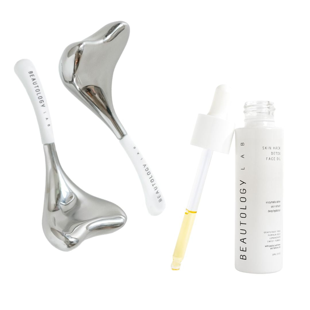 Gold Cryo Toning Tools by Beautology Lab, designed for facial and skin tightening, with sleek ergonomic design.