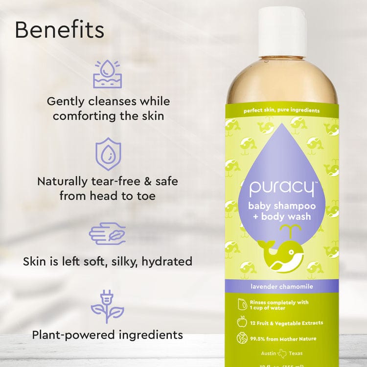Puracy Baby Shampoo &amp; Body Wash bottle, tear-free formula, gentle for baby&