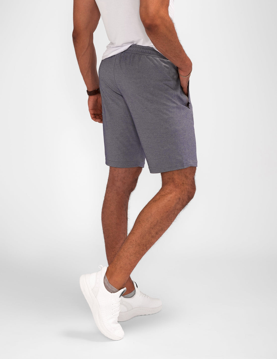 Big and tall ash grey SCR Sportswear Urban Stride all-day wear shorts with 11-inch inseam, designed for athletic and casual comfort.