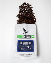 Ground Birdie Coffee Company The Second Cut Light Roast Coffee in a bag, showcasing the premium coffee grounds for brewing.