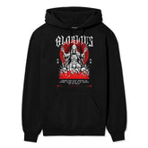 Yūjin Clothing Glorious Death hoodie featuring a dark, graphic design with a hood and comfortable fit.
