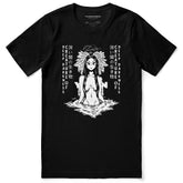 Yūjin Clothing Deep Darkness T-Shirt featuring a black fabric and minimalist design, displayed flat on a white background.