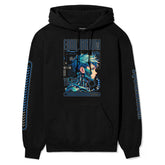 Yūjin Clothing Equilibrium Cyborg Hoodie featuring a futuristic design, soft fabric, and comfortable fit for casual wear.