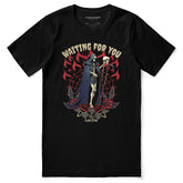 Black Grim Reaper T-Shirt by Yūjin Clothing featuring a detailed reaper graphic on soft cotton fabric.