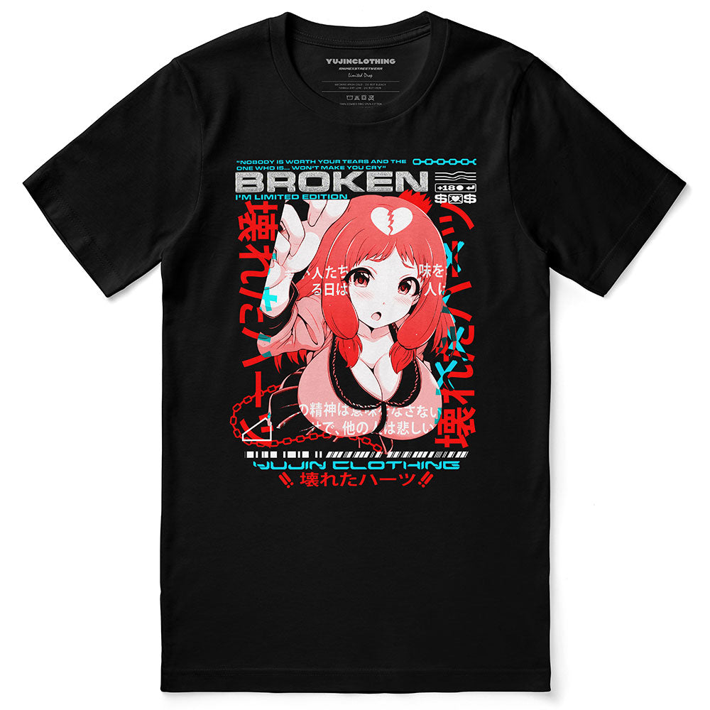 Yūjin Clothing Heartbreak T-Shirt featuring a graphic heart design on a casual cotton t-shirt for men and women