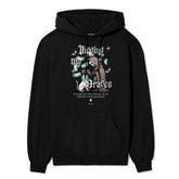 Yūjin Clothing Digging My Own Graves cat hoodie featuring a graphic of a cat digging, casual unisex hoodie for cat lovers.