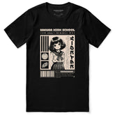 High school girl graphic T-shirt by Yūjin Clothing featuring a stylish design, casual fit, and comfortable fabric.