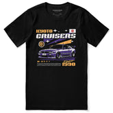 Yūjin Clothing Kyoto Cruisers T-Shirt featuring a stylish graphic design and comfortable fit, displayed on a hanger.