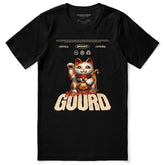 Yūjin Clothing Gourd Nightmare Cat T-Shirt featuring a spooky cat design on a casual black T-shirt.