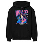 Yūjin Clothing Hello? hoodie featuring a casual fit, soft fabric, and a playful text design on the front.