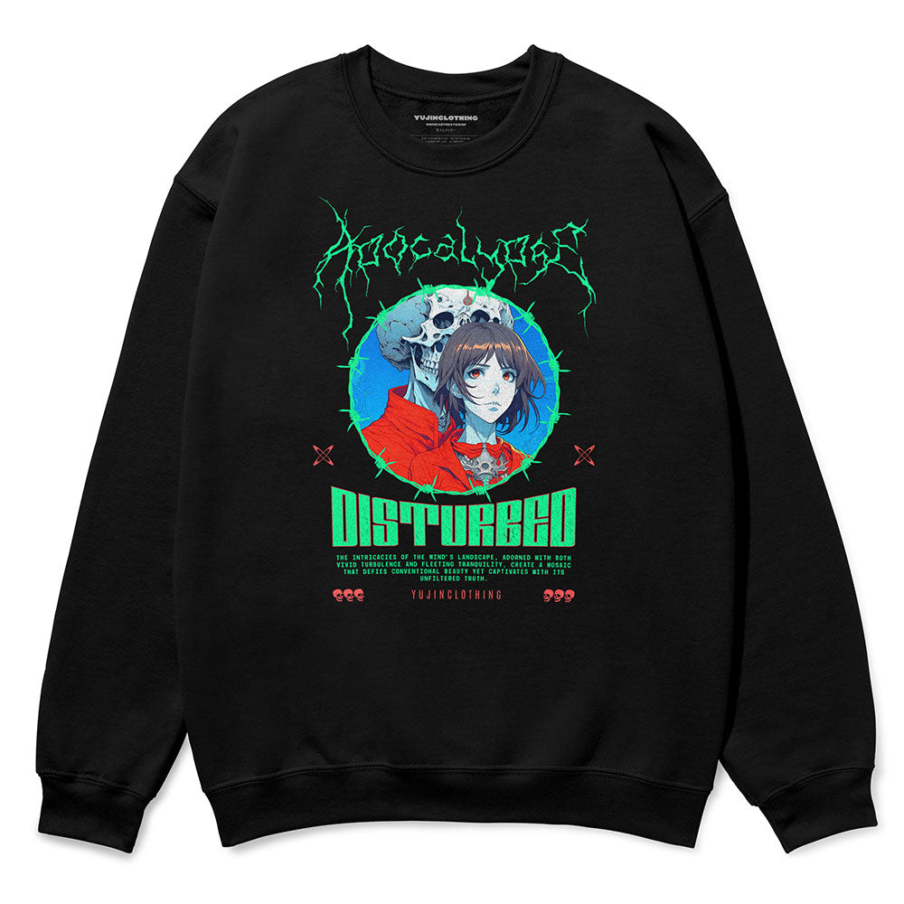 Yūjin Clothing Apocalypse sweatshirt featuring a dark, graphic design with a comfortable fit and casual style.