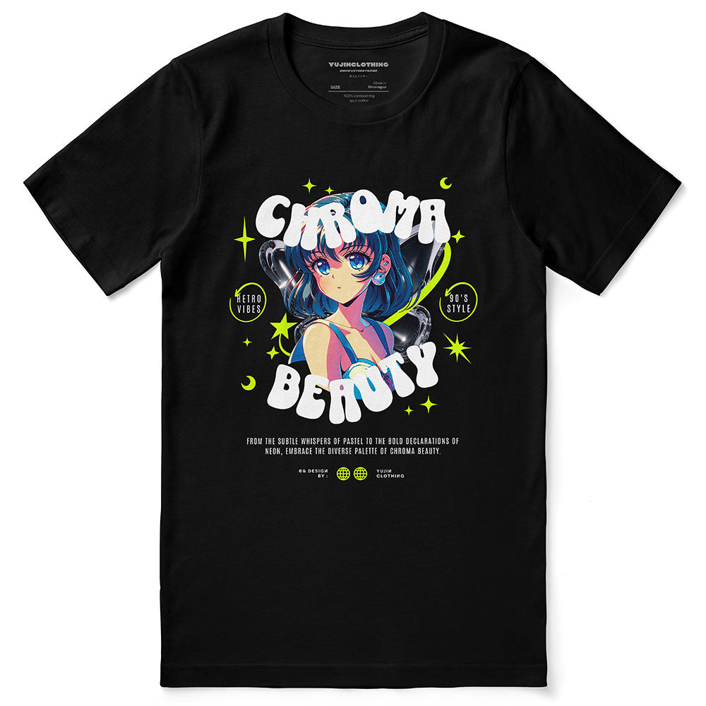 Yūjin Clothing Chroma Beauty T-Shirt in vibrant colors, casual fit, soft fabric, and stylish design for everyday wear.
