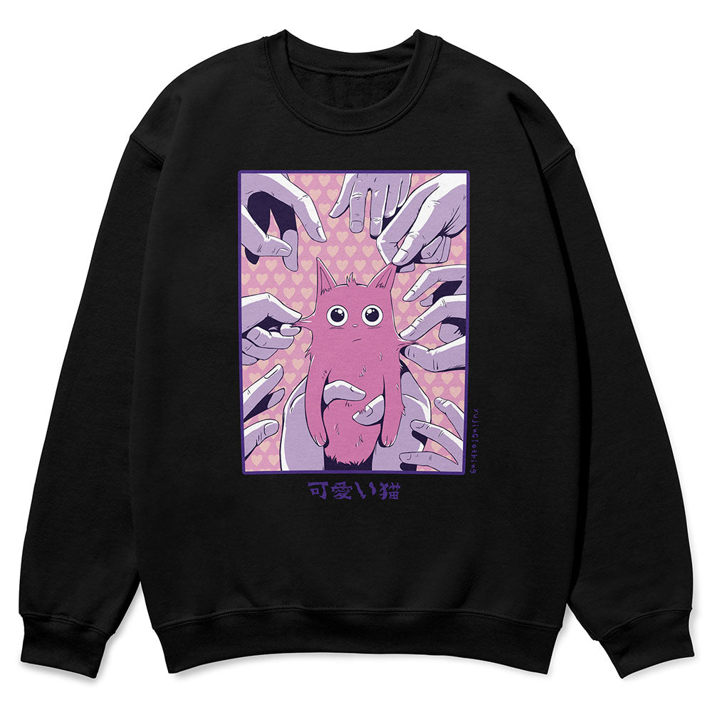 Yūjin Clothing Lovely Cat sweatshirt featuring a cute cat design on soft fabric, perfect for casual wear.