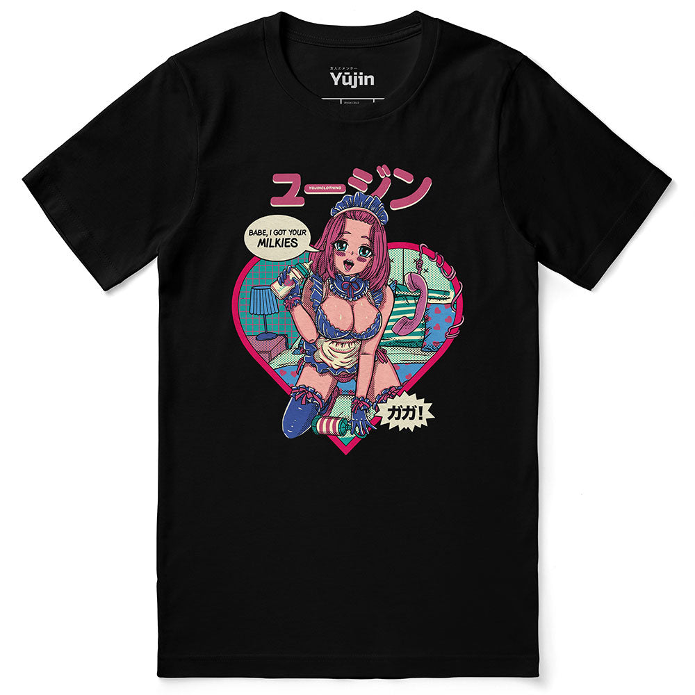 Yūjin Clothing Got Your Milkies T-Shirt featuring a casual cotton design with bold graphic print on the front.