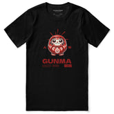 Yūjin Clothing Gunma T-Shirt featuring a black cotton design with Gunma graphic print, short sleeves, and a round neckline.