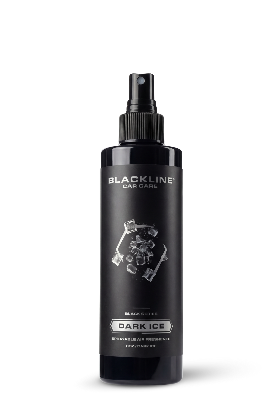 Blackline Car Care Blackline® 8oz Dark Ice car air freshener hanging in a vehicle interior, freshening the car with a dark ice scent.