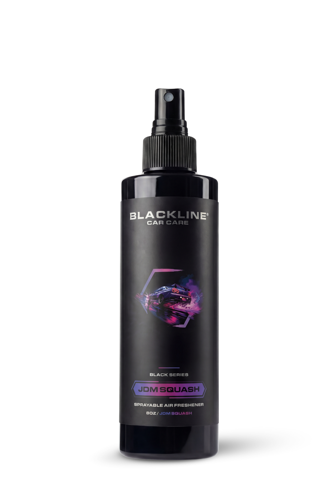 Blackline Car Care BLACKLINE® 8oz air freshener for cars, featuring a sleek black design and fresh scent for vehicle interior.