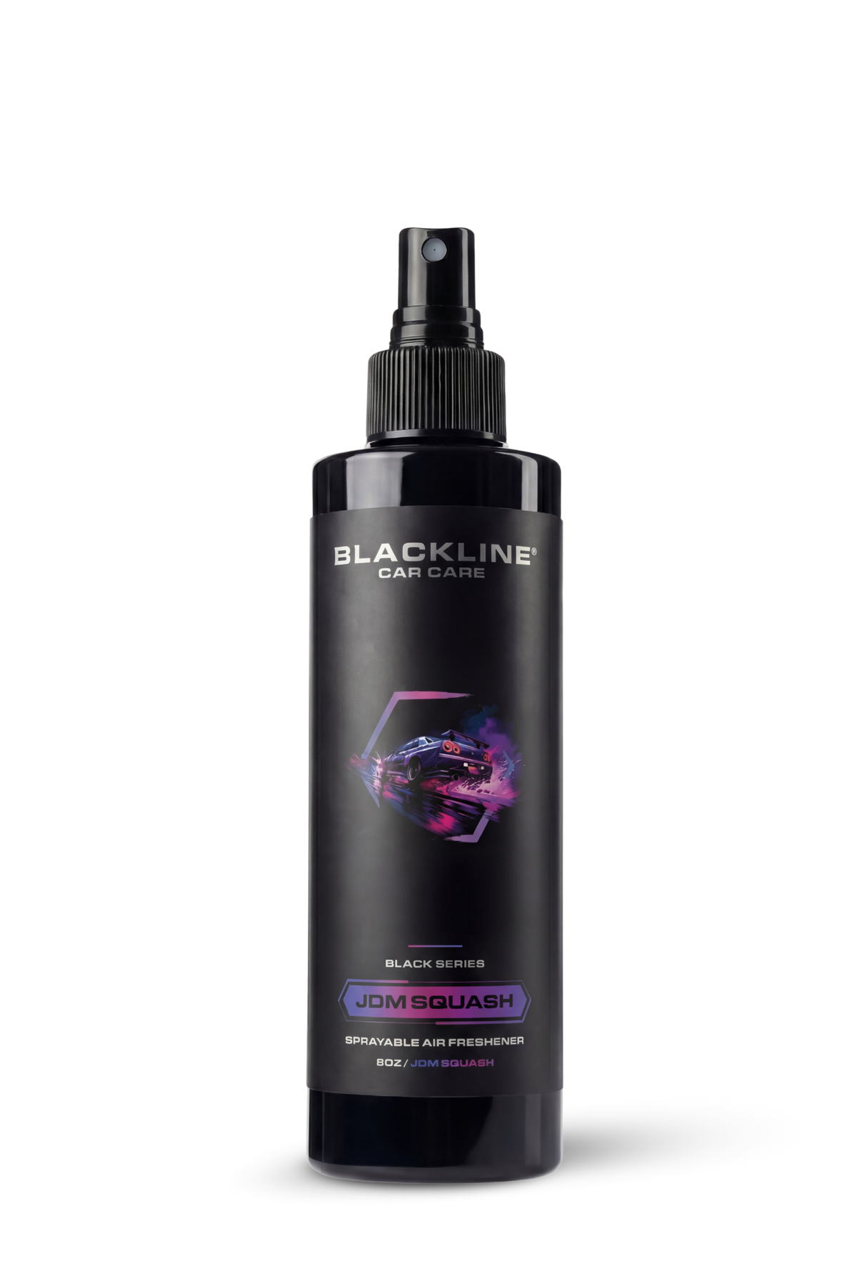 Blackline Car Care BLACKLINE® 8oz air freshener for cars, featuring a sleek black design and fresh scent for vehicle interior.