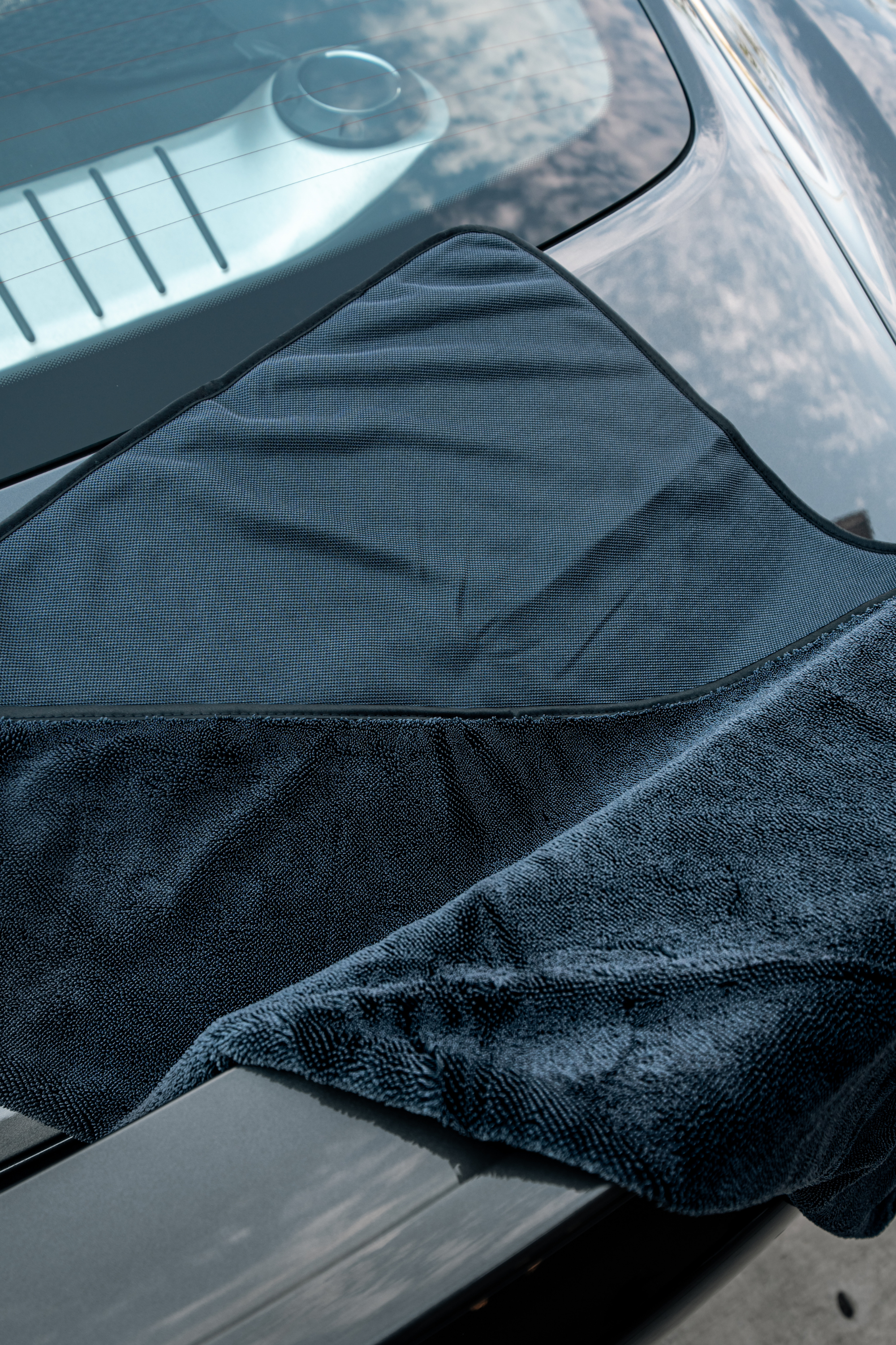 Blackline Car Care BLACKLINE® Slim Twisted-Loop Drying Towel, black microfiber towel for car drying and detailing.