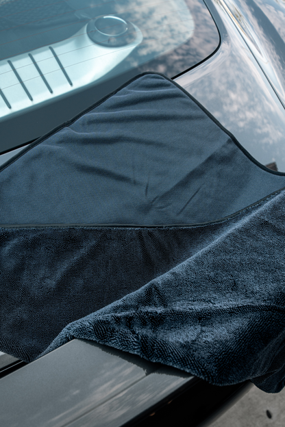 Blackline Car Care BLACKLINE® Slim Twisted-Loop Drying Towel, black microfiber towel for car drying and detailing.