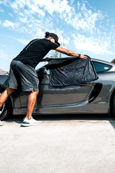 Blackline Car Care BLACKLINE® Slim Twisted-Loop Drying Towel, black microfiber towel with twisted-loop design for car drying.