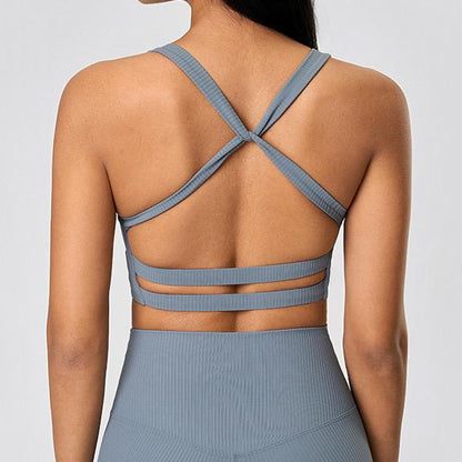 Blackout Barbell Vera bra featuring soft fabric, adjustable straps, and supportive design for comfortable everyday wear.