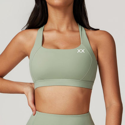 Blackout Barbell Haven Bra displayed on a model, featuring comfortable fabric and supportive design for everyday wear.